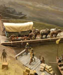 wagon fording the river